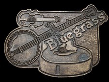 LG11139 VINTAGE 1970s  BLUEGRASS  FIDDLE, BANJO,  GUITAR MUSIC BELT BUCKLE