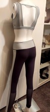 Active wear set - women size small - leggings/crop top - Misty Blue  Dark Gray
