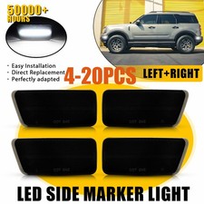 For 2021-23 Ford Bronco Sport White Led Frontrear Marker Lights Smoke Lens4-20x