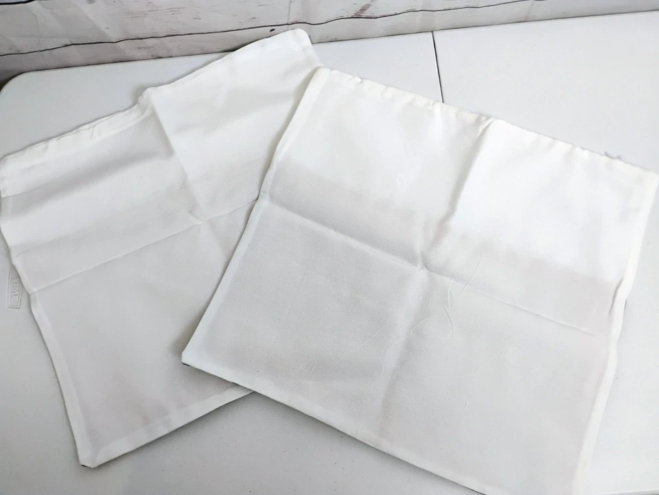 NWOT Faux Leather Patchwork White Linen Throw Pillow Covers Set Of 2 Size 17x17 - Image 4 of 4