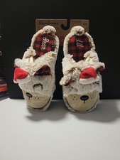Dearfoams Santa Hat Bear Size 4/5 Unisex Memory Foam Slippers NWT G5