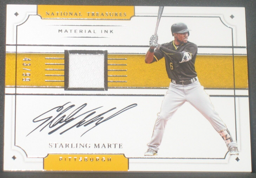 Starling Marte 2017 Panini National Treasures Material Ink Autograph Jersey #/99 - 第 1/2 張圖片