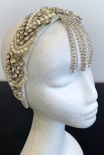 H024 - White Diamante and Pearls Headband