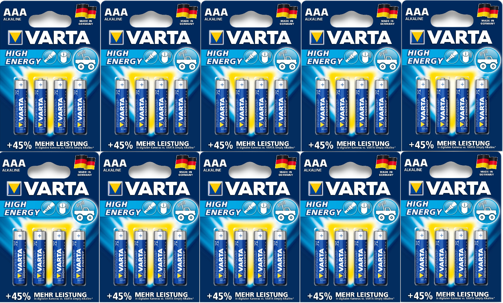 Thumbnail - 40 X Varta Aaa Lr03 Batterie Micro Alkaline 1,5v Batterien High Energy