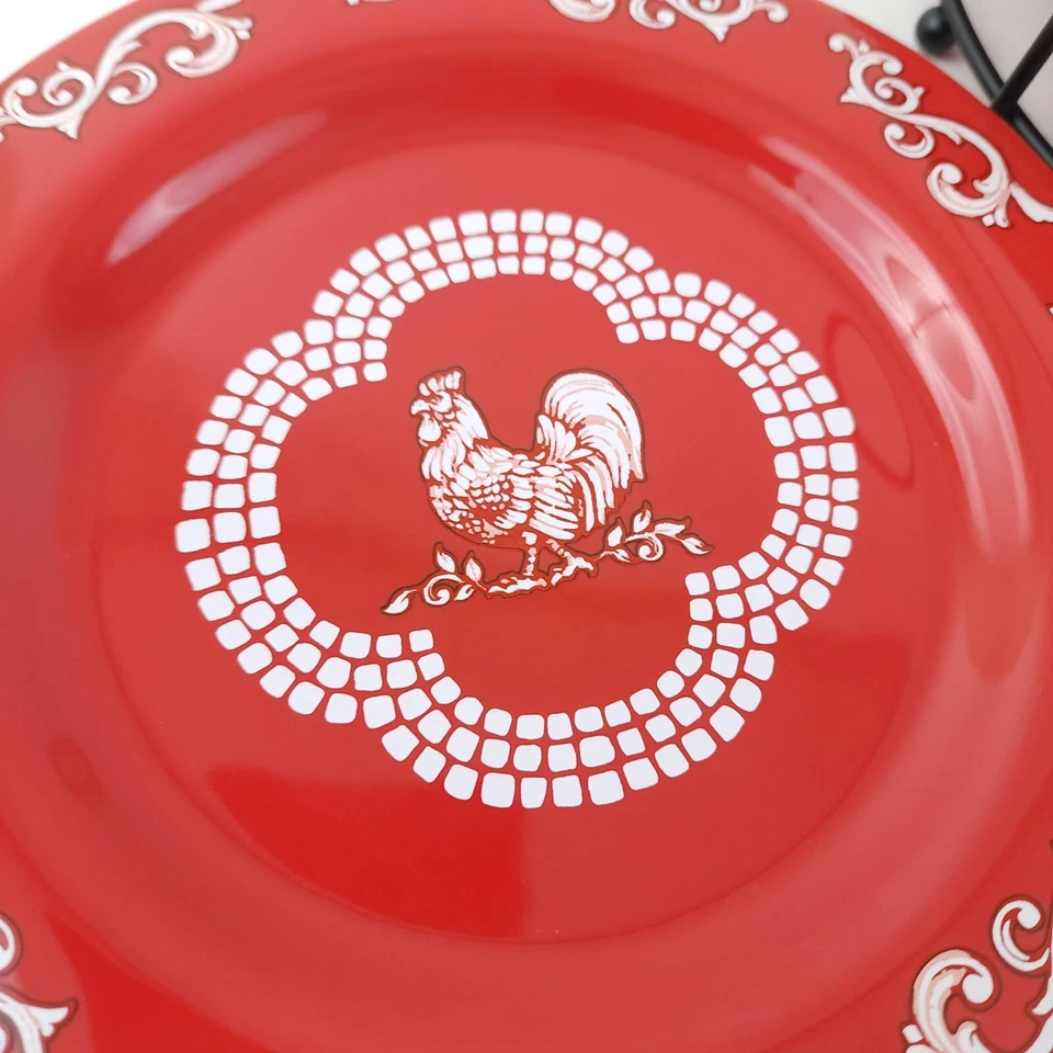 Temp-tations Doodle Doo Juego de (4) Placas de 8" con Estante de Alambre Rojo H440451 Foto 4 de 4