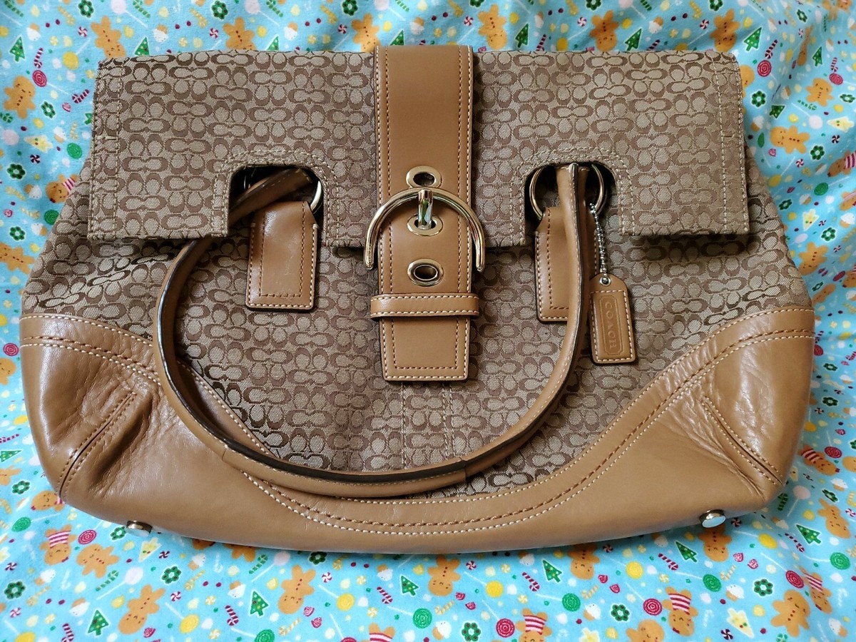 Coach Authentic Signature Flap Satchel Ashley F10929 Bag Tan
