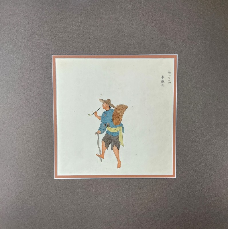 Antique Chinese Export Gouache Painting on very fine laid paper