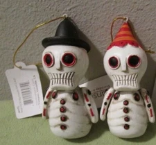 Transpac Day Of The Dead 2 DOD Big Mouth Skeleton Halloween Christmas Ornaments