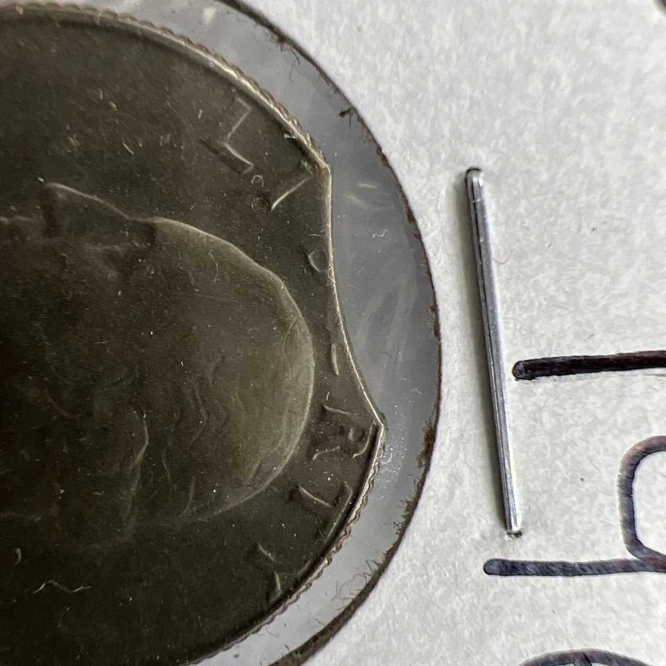 1969 D 25c Washington Clad Quarter Coin Clipped Planchet Error VF Circ - Image 3 of 4