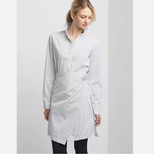 EUC Women's GAP Black & White Striped Dobby Wrap-Skirt Shirtdress, SMALL