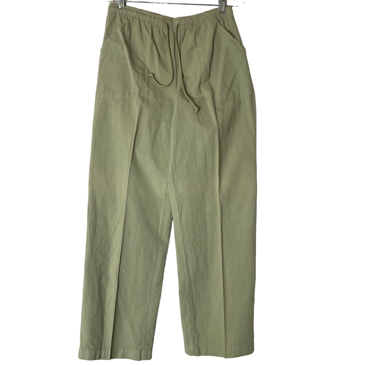 オリーブグリーン コットン チノパン レディース Erika Women's Drawstring Cotton Pants Olive Green Size 5