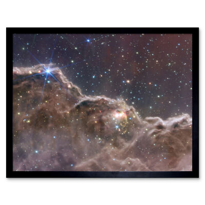 NASA James Webb Space Telescope Cosmic Cliffs Carina Nebula NGC 3372 Framed Art