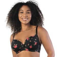 Parfait Women's Casey Molded Plunge T-Shirt Bra 2801 - Black/Rose Print NWT