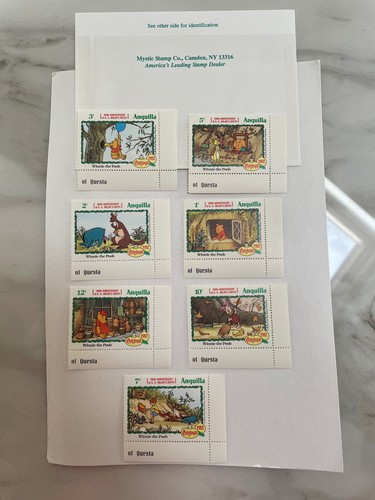 Disney Winnie The Pooh 100th Birth Anniversary 1982 Postage Stamp Set. Mint. - Picture 2 of 3