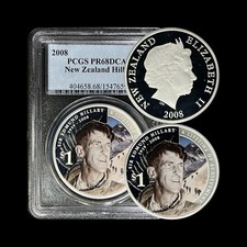 NEW ZEALAND. 2008, 1 Dollar, Silver - PCGS PR68 - Sir Edmund Hillary, Mt Everest