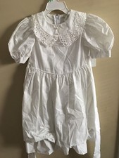 Ruth of Carolina Sz 5 White Formal Dress Vtg Wedding Girls Pearls Collar Embroid