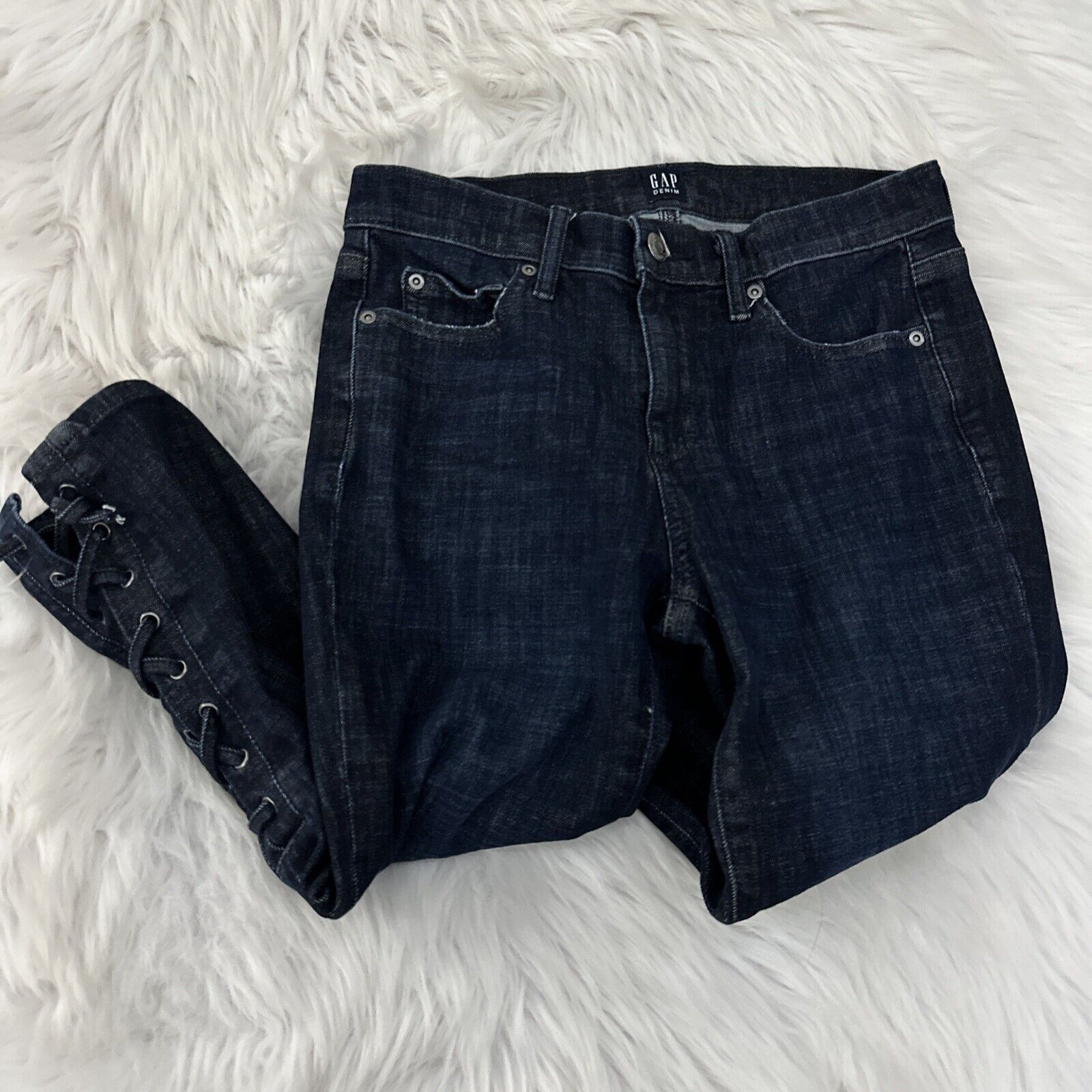 GAP Denim True Skinny dark wash capri jeans side … - image 1