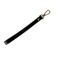 Replacement Black Leather Wrist Strap for Clutch Purse Pouch with Gold Buckle