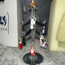 Vintage LS Arts Crystal Christmas Tree XM-92 9 Ornaments 8"