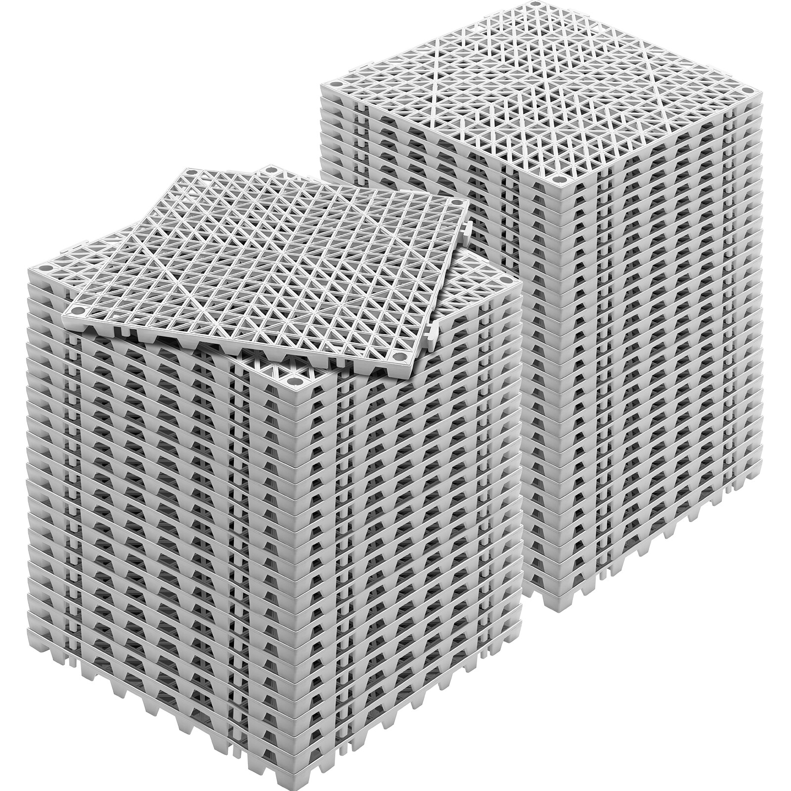 VEVOR Set 55 Pz Piastrelle per Piscina 30x30x1,5 cm Traforate Grigie Antiscivolo