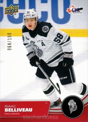 2021-22 Upper Deck CHL Exclusives #118 Isaac Belliveau 064/100