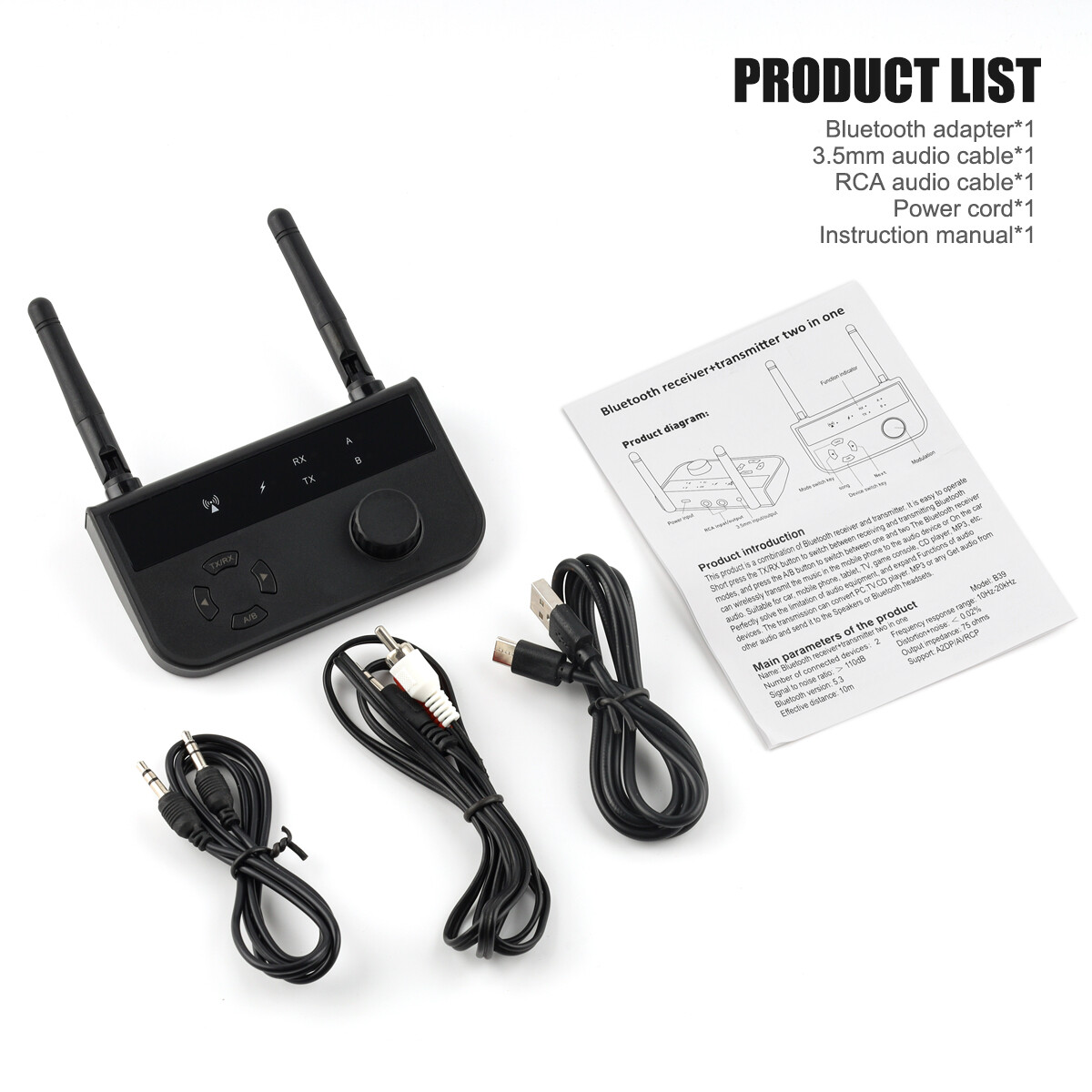 Bluetooth 5.3 Transmitter Receiver 3.5mm RCA AUX TV Home Stereo Audio Adapter