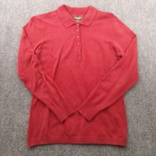 Eddie Bauer Sweater Womens S Red Pullover Collared 6 Button Lightweight Classic