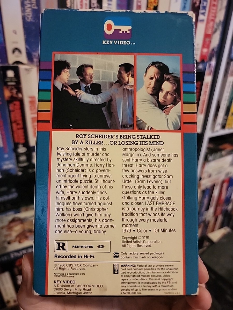 Last Embrace 1979 VHS Rare Hard To Find 1986 CBS FOX Key Video
