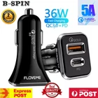 36W Fast Charging Car Charger PD 3.0 USB Type-C Cigarette Lighter Adapter Cables