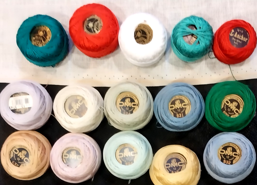15x #12 perle cotton DMC, Anchor and other cross-stitch/needlepoint/tatting