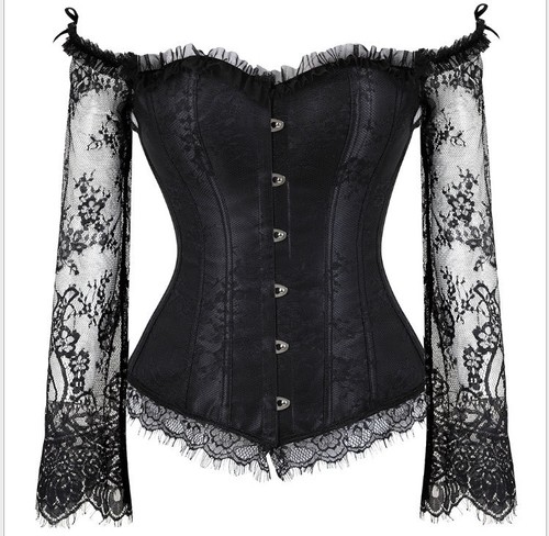 Disfraz burlesco Corsé Falda Vasco Cincher Lencería Bustier Mangas Largas Encaje - Imagen 7 de 27