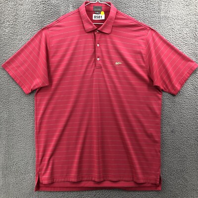 Fennec Polo Golf Shirt Men's Size 2XL Short Sleeve Striped Hot Pink 8581