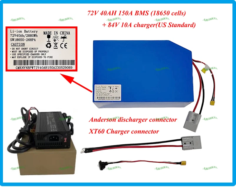 72v 5000w ebike store battery
