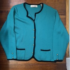 Bright Blue Karen Scott Vintage Cardigan, Button Sweater, Women s Size Large L