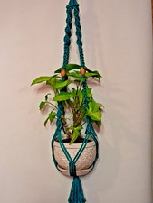 Macrame Plant Hanger Bluegreen 39"