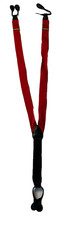 Men  s Red Suspenders with Black Leather  Solid Brass Accents   Classic Y-Back