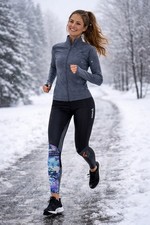 Leggings deportivos Reebok PlayIce para mujer talla mediana negros panel de malla de compresión