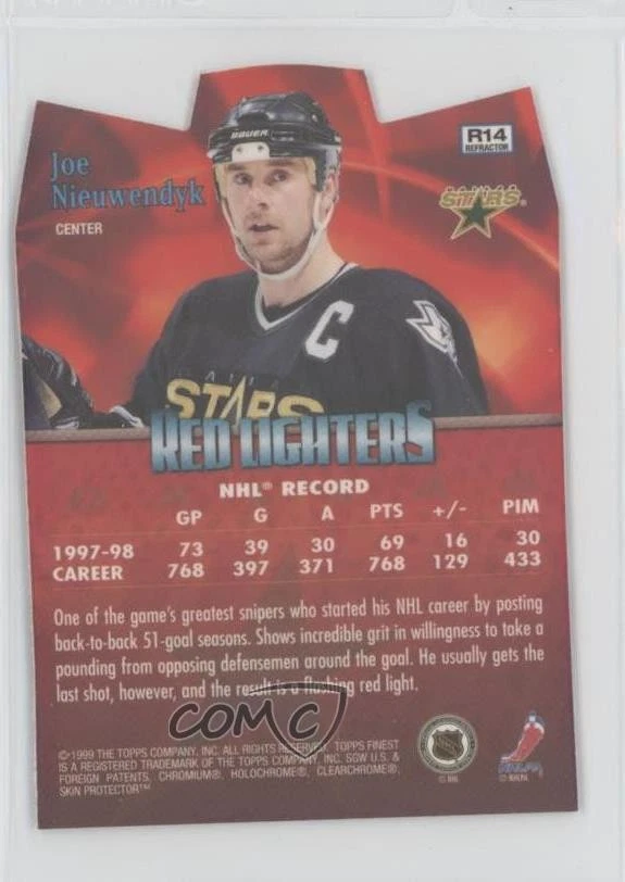 1998-99 Topps Finest Red Lighters Refractor Joe Nieuwendyk #R14 HOF - Image 2 of 2