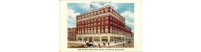 1922 Francis Scott Key Hotel Postcard Frederick MD Chromo Halftone Brick Flag