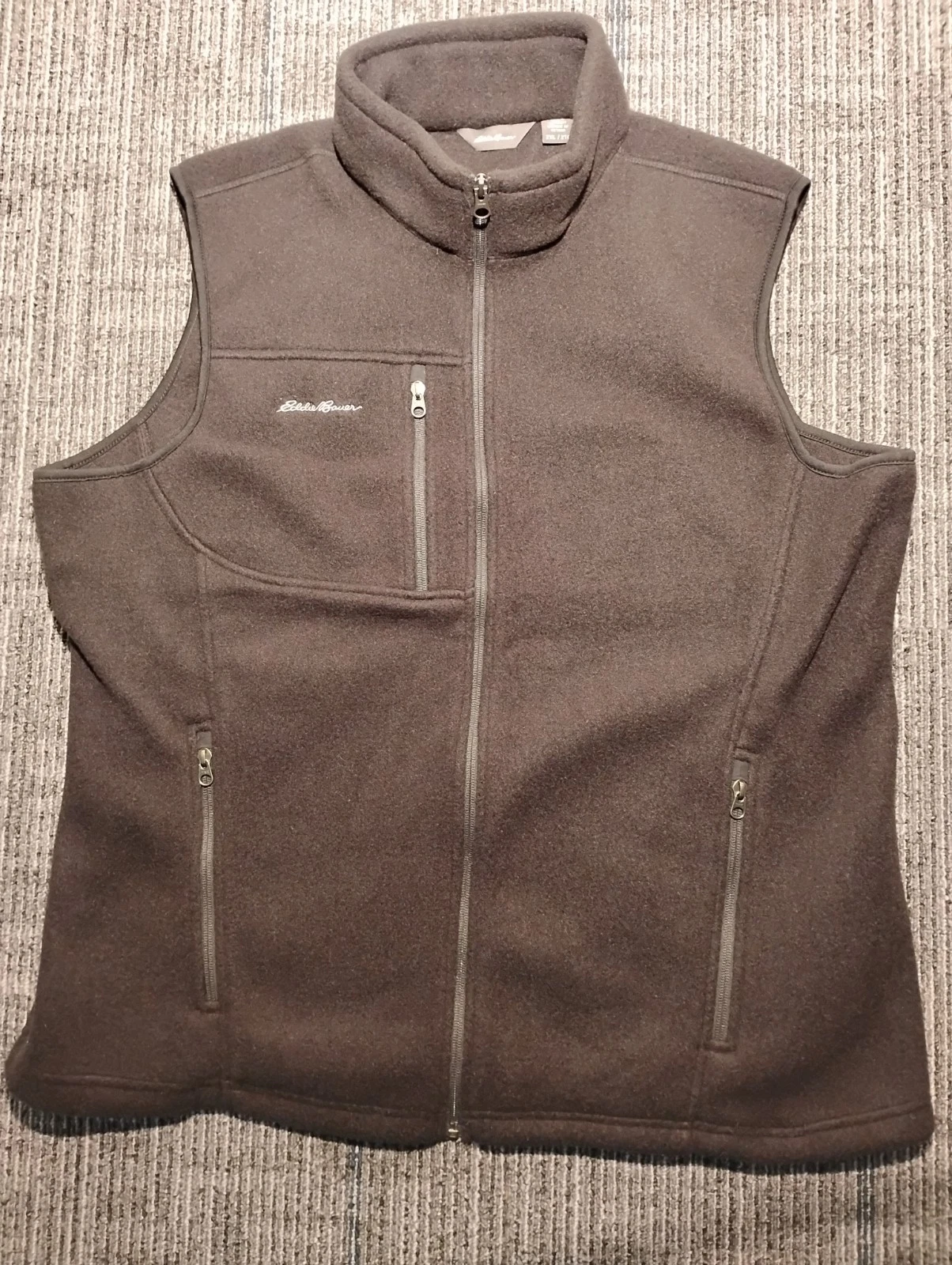 Eddie Bauer Men's Fleece Vest 2XL Black Full Zip Pockets Outdoor Comfort