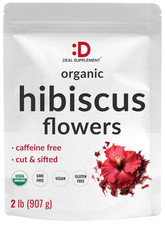 Dried Organic Hibiscus Flowers, 2 Pounds   Cut  Sifted Whole Leaves   Loose Lea