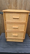 FAB VINTAGE CANE BAMBOO RATTAN ANGRAVES ? BEDSIDE DRAWERS TIKI BOHO PLANT SIDE