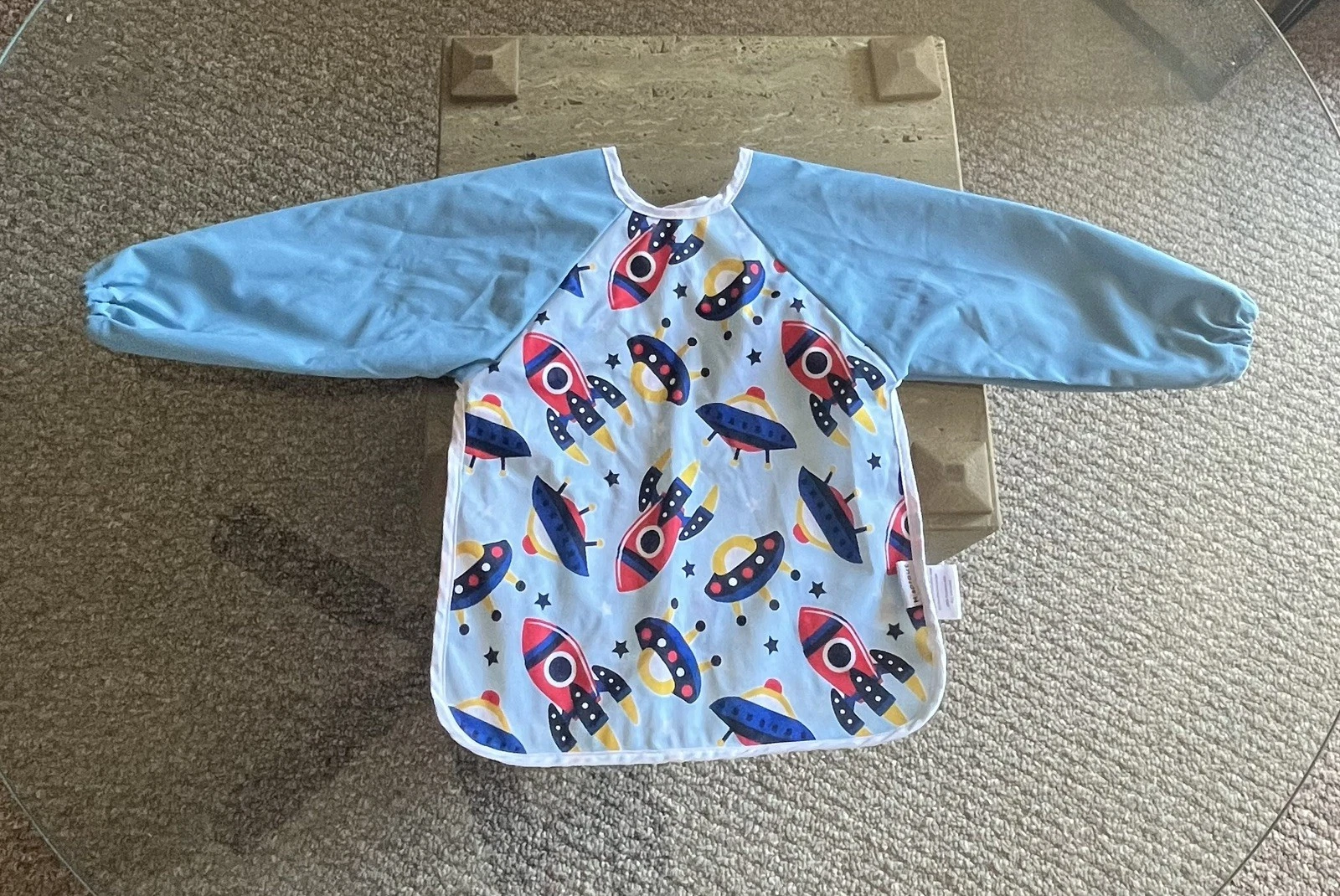Green Sprouts Toddler Bib 3Pk Aqua Waterproof Pull Over Stay Dry Protection