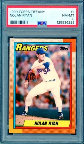 1990 TOPPS TIFFANY #1 NOLAN RYAN HOF PSA 8 NM-MT CENTERED JUST GRADED