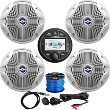 JBL275 Bluetooth USB AUX Receiver, 4x 6.5"White Speakers, Wire,Antenna, AuxMount