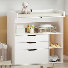 Baby Dresser with Changing Table Top 3 Drawer&3 Storage Nursery&Changing Station