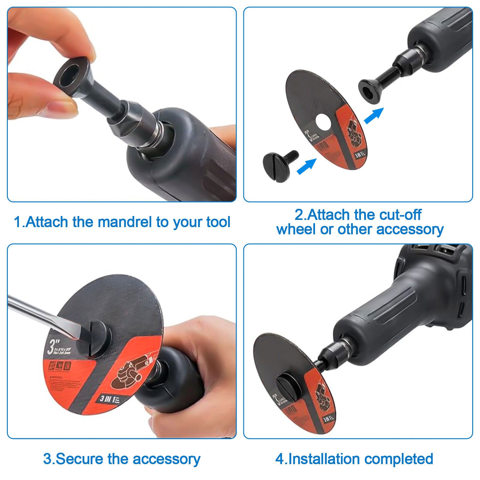 2 Set Cut-Off Wheel Mandrel 3/8" Arbor 1/4" Shaft for Die Grinder Rotary Tool