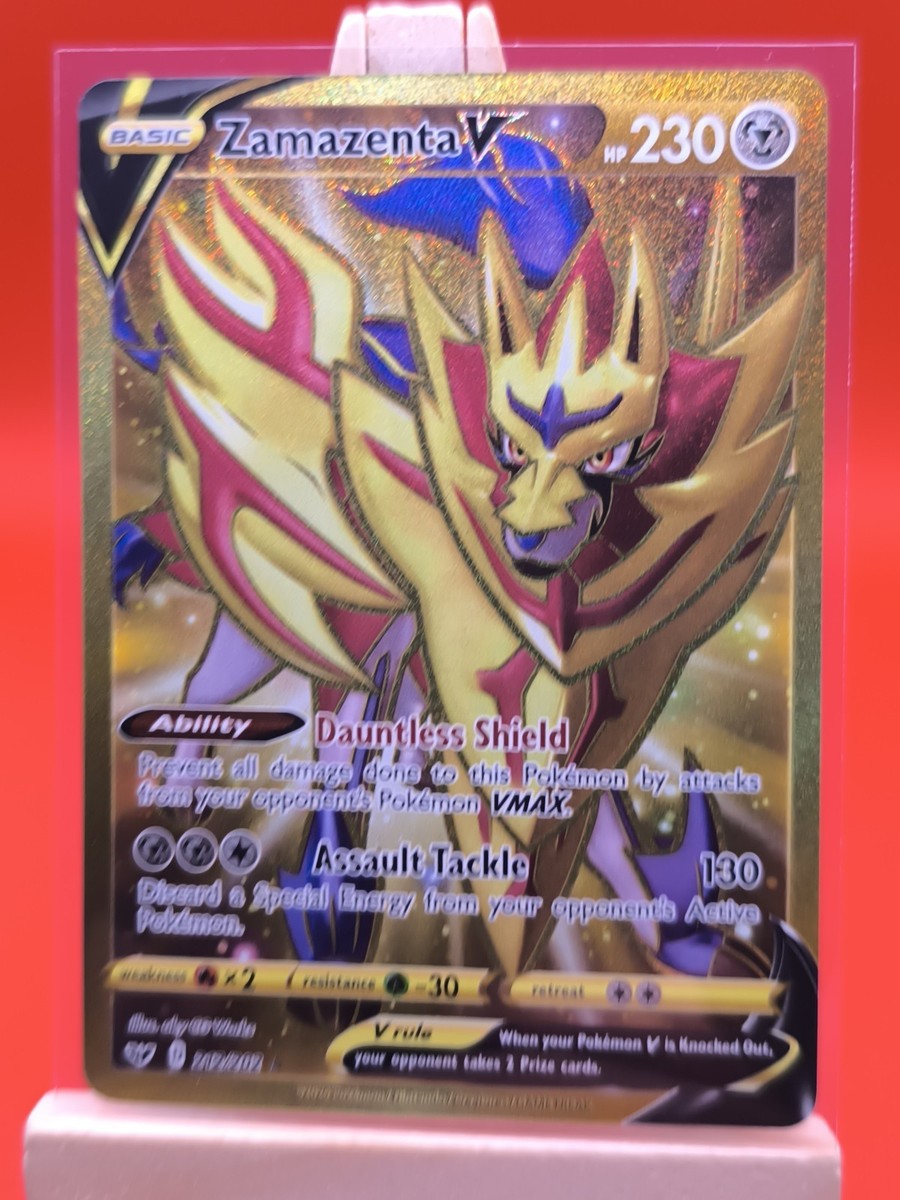 Zamazenta V 212/202 Sword & Shield Full Art Secret Rare Gold Pokemon Card  New