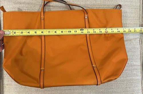 Tumi Voyageur Tangerine Orange Nylon Tote Bag Pink Lining Patent Trim 19”x12”x6” - Picture 15 of 20
