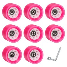 8 Pack 58mm x 39mm 92A Quad Roller Skate Wheels with Bearings, Pink White